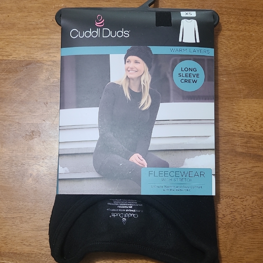Cuddl Duds Women's Black Long Sleeve Crew Shirt
